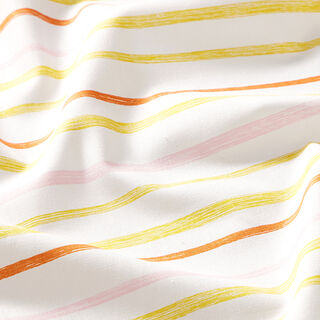 GOTS popeline di cotone righe effetto disegno | Tula – bianco, 