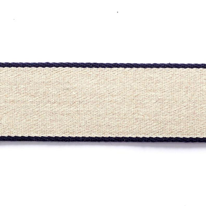 nastro gros-grain [ 3,5 cm ] – blu marino/beige,  image number 1
