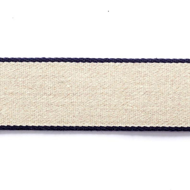 nastro gros-grain  [ 3,5 cm ] – blu marino/beige,  image number 1