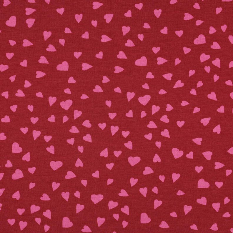 felpa estiva cuori | Poppy Fabrics – rosso scuro/pink, image number 1