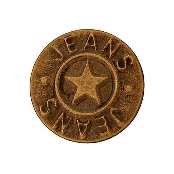 bottone automatico jeans stella – oro vecchio metallica anticato, image number 1