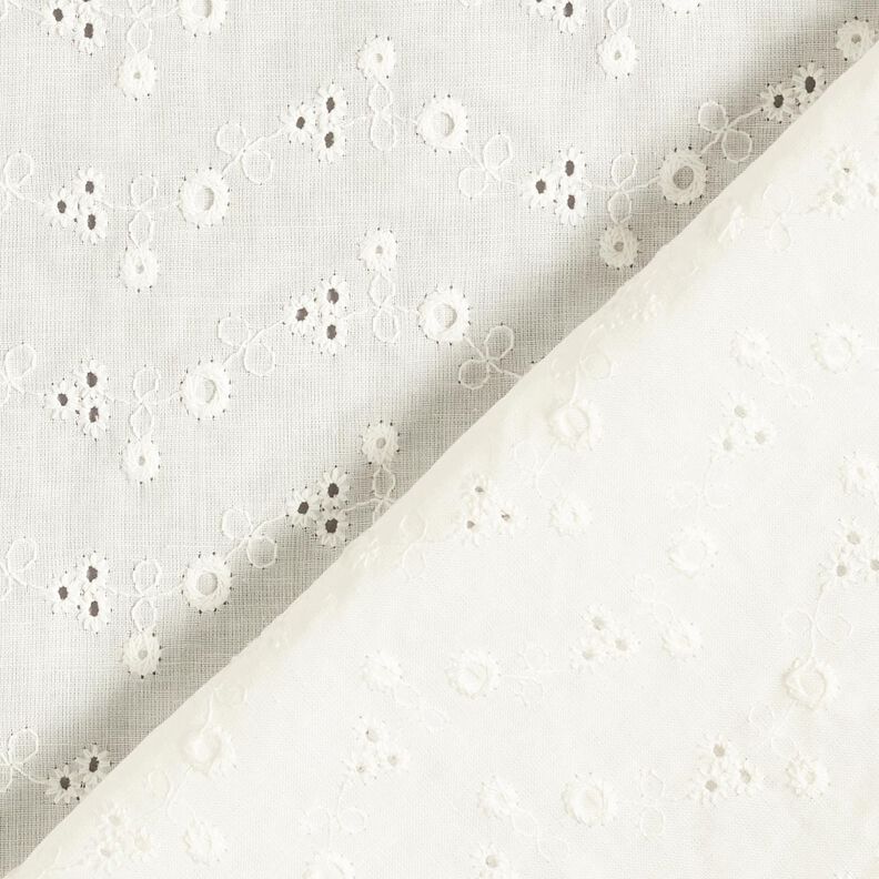 Batista di cotone ricami a giorno fiorellini – bianco lana,  image number 4