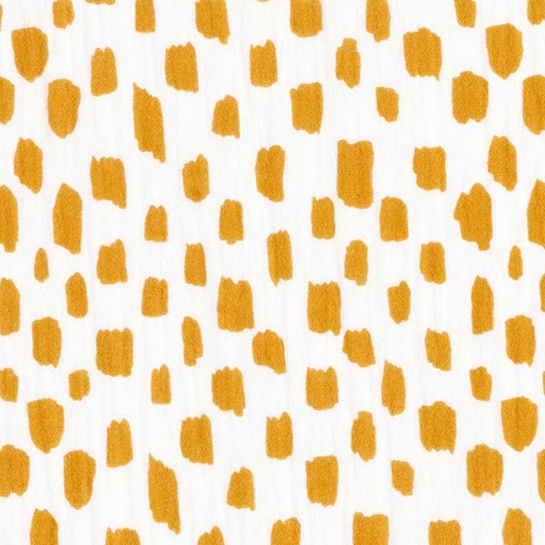 mussolina / tessuto doppio increspato Chiazze di quadri – bianco/giallo curry,  image number 1