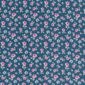 tessuto in cotone popeline fiori delicati – blu/violetto pastello, 