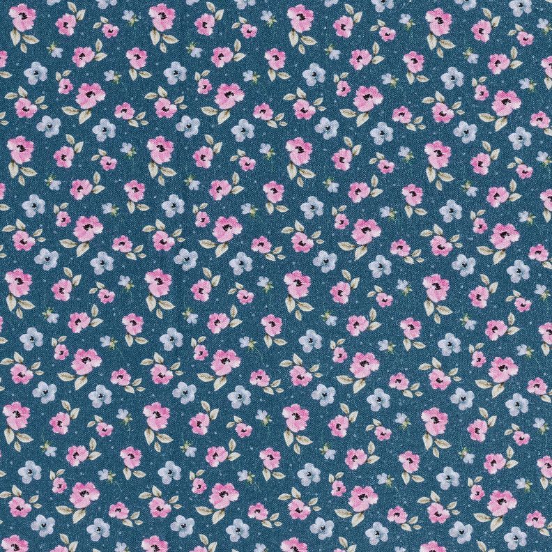tessuto in cotone popeline fiori delicati – blu/violetto pastello,  image number 1