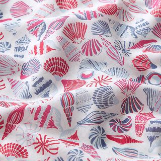 GOTS batista conchiglie | Tula – bianco lana/rosso, 