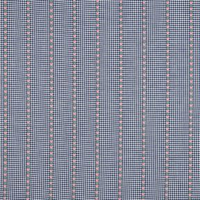 tessuto in cotone Jacquard Quadretti e fiori – blu oceano/bianco, 