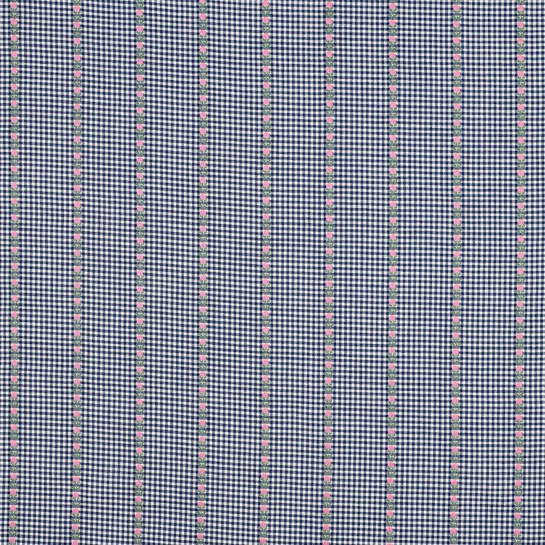 tessuto in cotone Jacquard Quadretti e fiori – blu oceano/bianco, image number 1