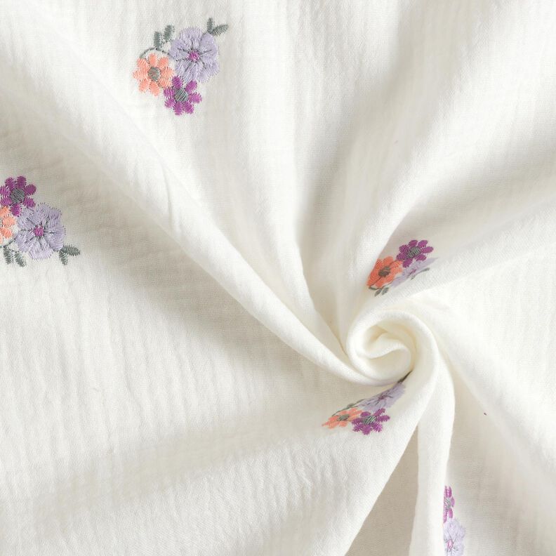 mussolina / tessuto doppio increspato Fiorellini ricamati | Poppy Fabrics – bianco,  image number 3