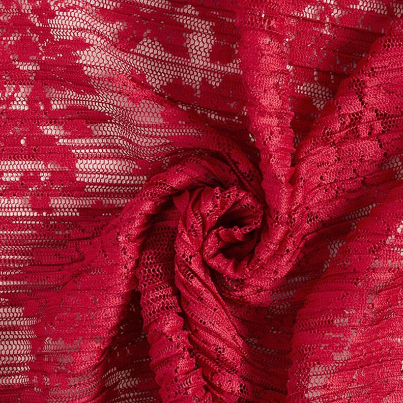 Pizzo plissettato con fiori – rosso carminio,  image number 5