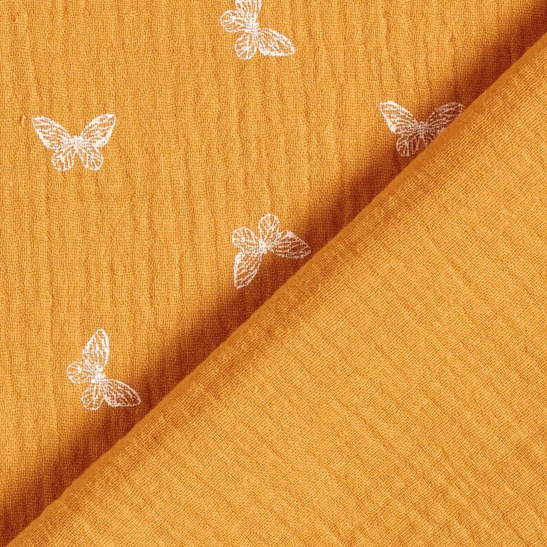 mussolina / tessuto doppio increspato Farfalle delicate – giallo curry, image number 4