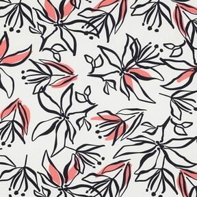 Tessuto elasticizzato leggero con gigli astratti &ndash; bianco/aragosta, 