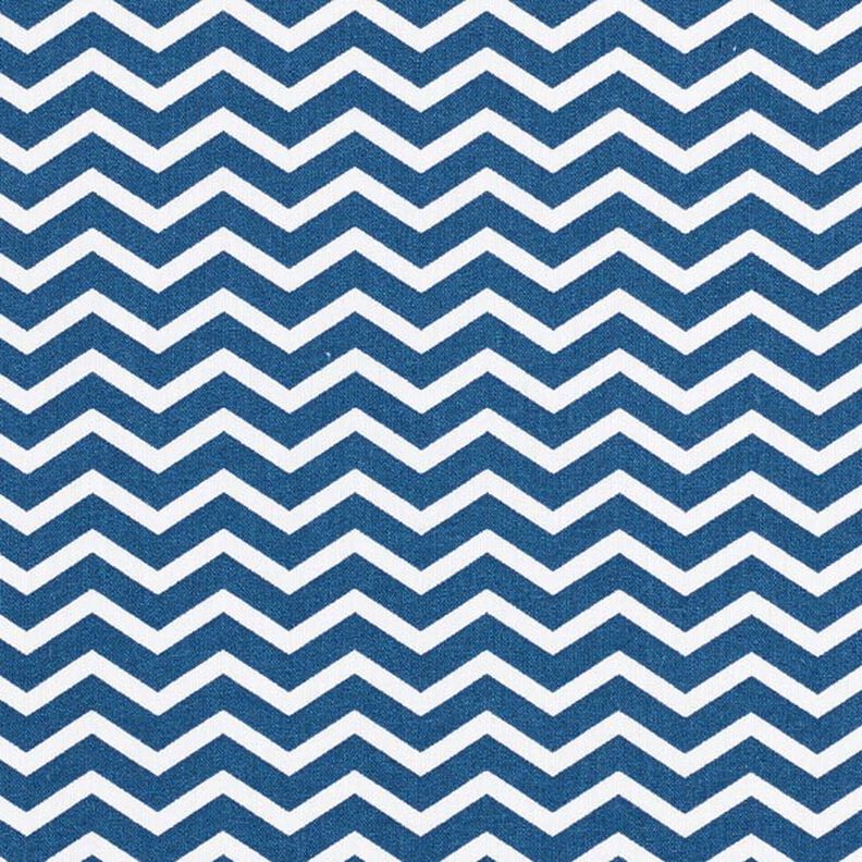 tessuto in cotone cretonne zig zag – blu marino/bianco,  image number 1