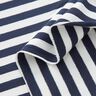French terry, felpa estiva Righe tinte in filo – bianco lana/blu marino,  thumbnail number 3