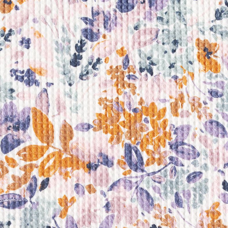 piqué nido d’ape fiori acquerello | Poppy Fabrics – bianco/lavanda, image number 5