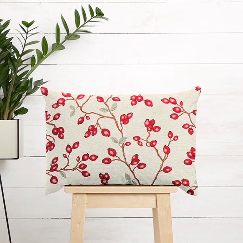 tessuto arredo gobelin rosa canina – beige chiaro/rosso, image number 6