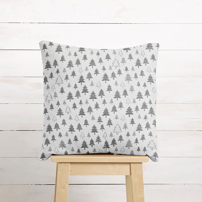 tessuto arredo Jacquard Abeti luccicanti – antracite/argento,  image number 6
