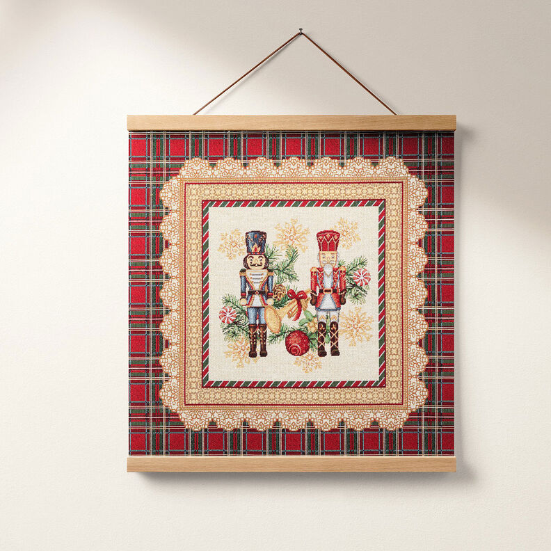 taglio di tessuto arredo gobelin Duetto di schiaccianoci – rosso carminio/beige chiaro, image number 7