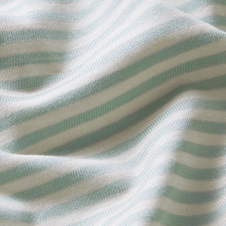 jersey di cotone Righe sottili – bianco lana/menta chiaro,  image number 2