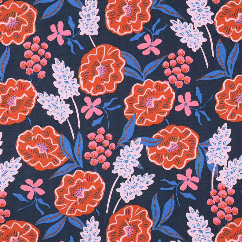 popeline di cotone Fresh Flowers | Nerida Hansen – blu notte,  image number 1