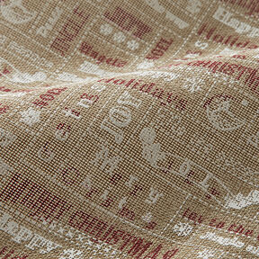 tessuto arredo Collage natalizio effetto iuta – duna/bianco, 