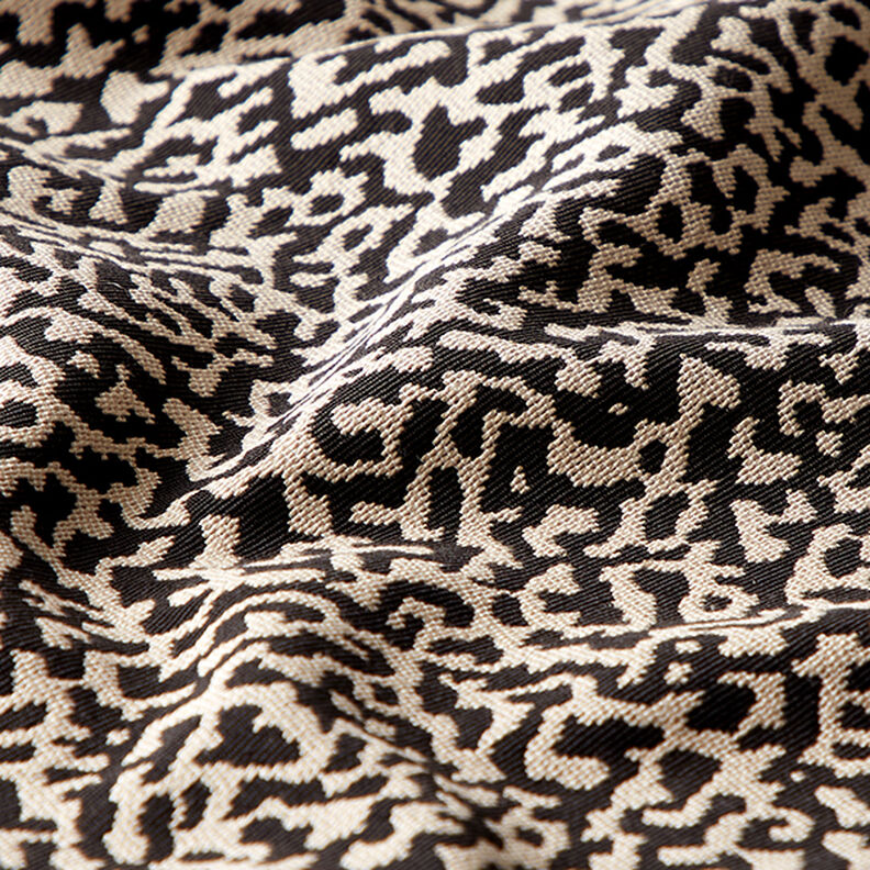 tessuto da rivestimento jacquard, motivo leopardato astratto, grande – nero/sabbia,  image number 2