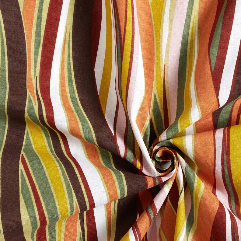 tessuto in cotone cretonne Strisce curve &ndash; bianco/arancio chiaro,  image number 3