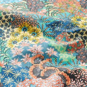 cotone rivestito Mare di fiori – blu oceano/terracotta, 