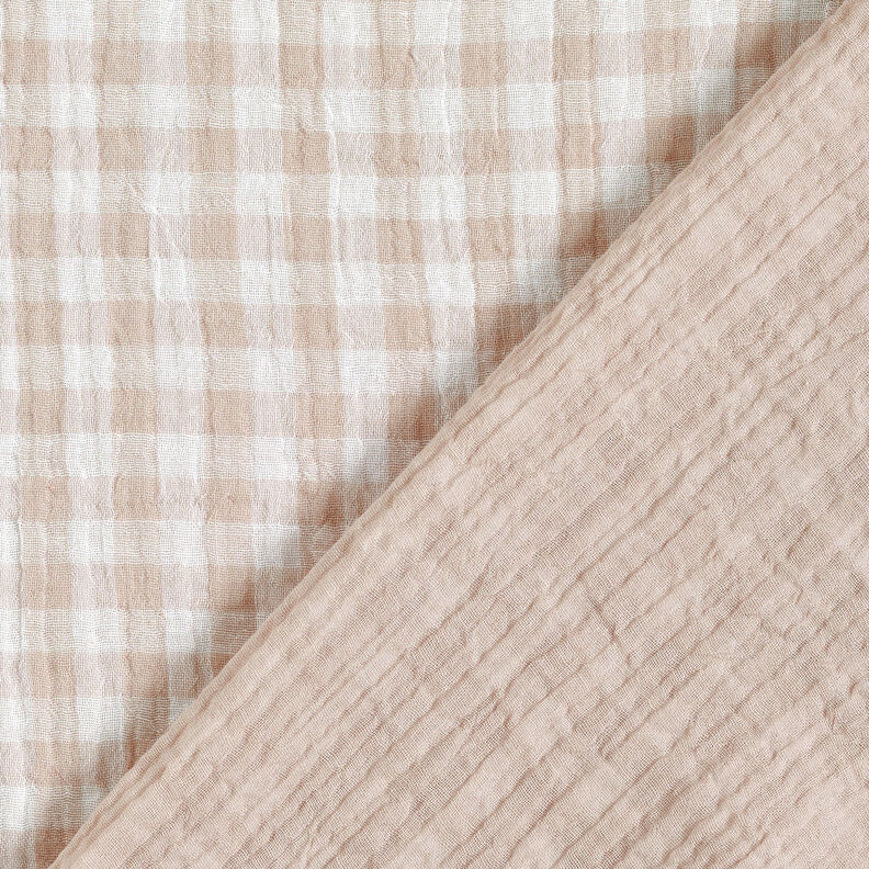 mussolina / tessuto doppio increspato Vichy a quadri tinto in filo – naturale/bianco,  image number 1