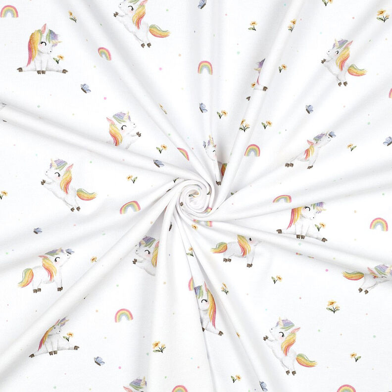 GOTS jersey di cotone Unicorni stampa digitale | by Poppy – bianco,  image number 3