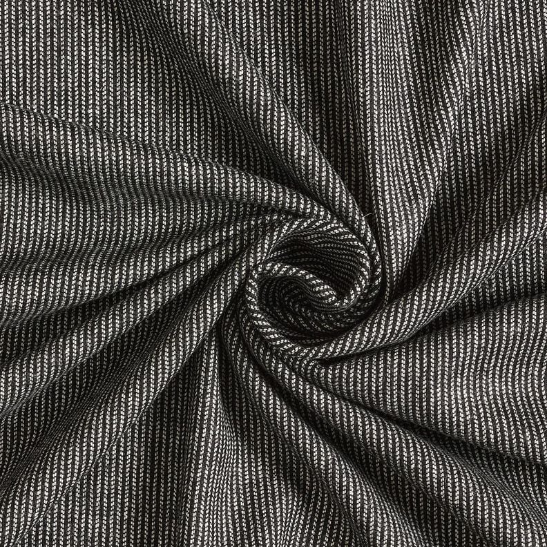 Tessuto per pantaloni in misto lana a righe melange – nero/bianco, image number 1
