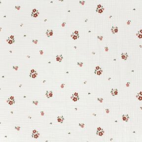 mussolina / tessuto doppio increspato fiori – bianco, 