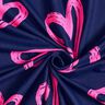 French terry, felpa estiva effetto jeans, cuori neon – blu notte/fucsia neon,  thumbnail number 3