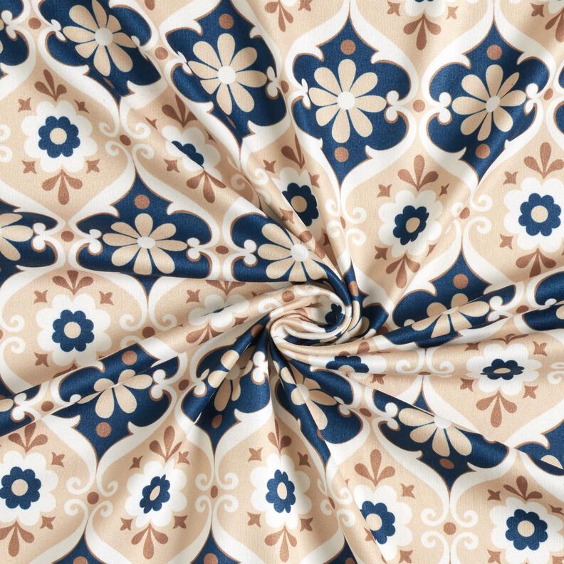 Jersey con ornamenti floreali – beige/blu marino,  image number 4