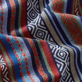 tessuto arredo Jacquard Strisce astratte – blu marino/rosso carminio, 
