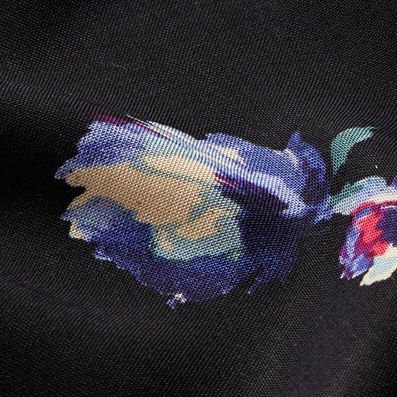 Tessuto in viscosa dipinto a fiori – nero,  image number 2