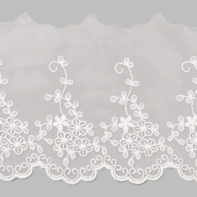 Pizzo di tulle fiore (120 mm) – bianco,  image number 1