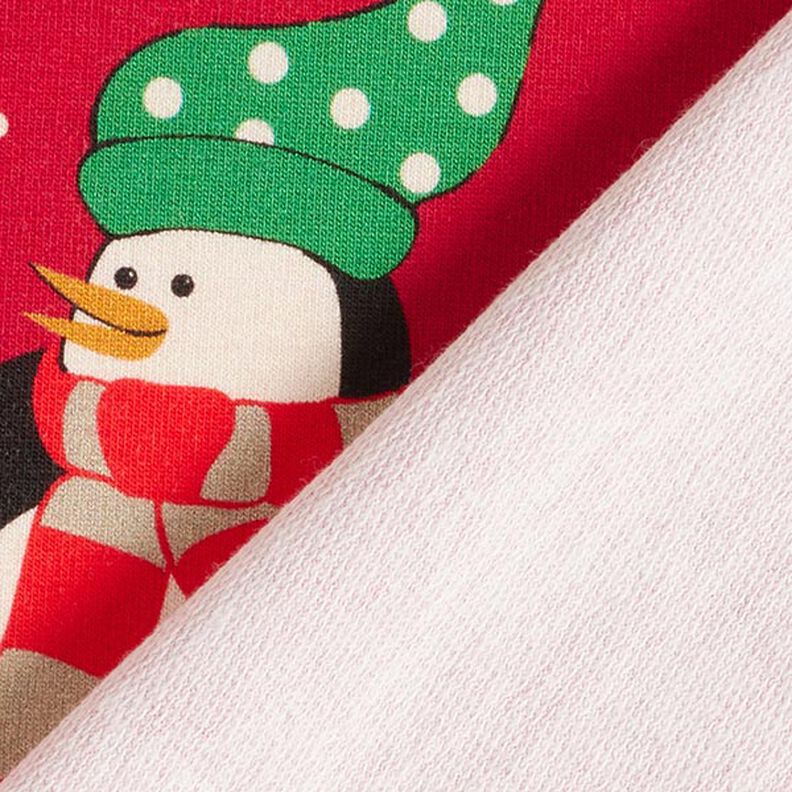 taglio di tessuto French terry, felpa estiva Pinguino nella neve – rosso,  image number 4