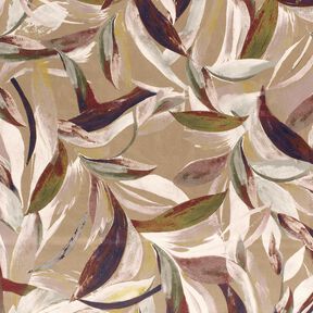 Tessuto a foglie di velluto elasticizzato – moca/rosso Bordeaux, 