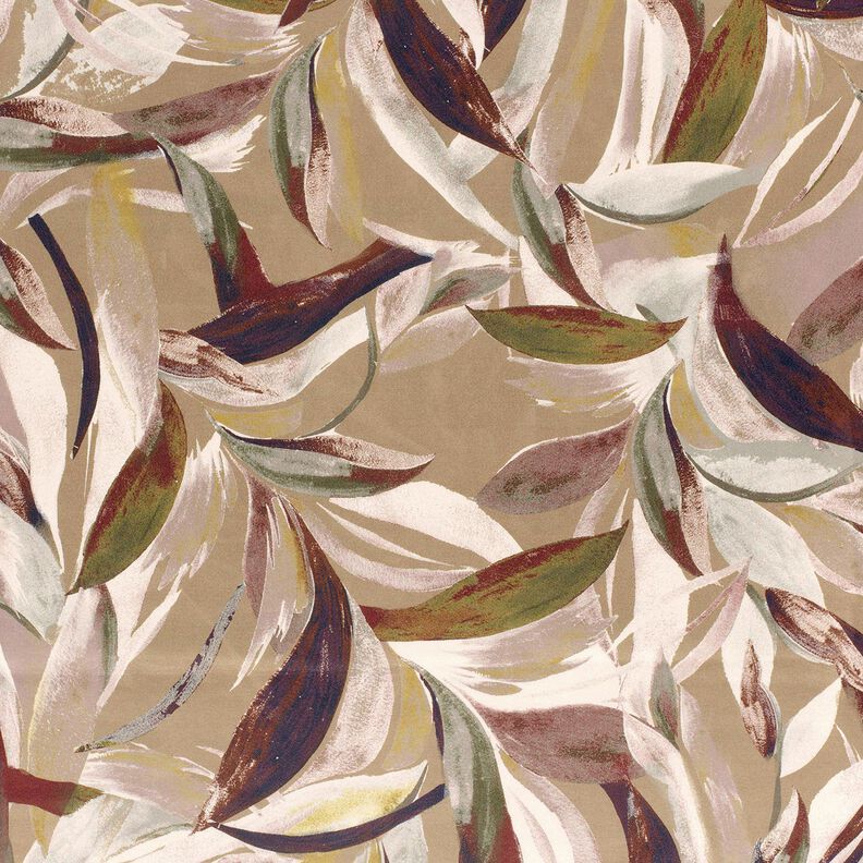 Tessuto a foglie di velluto elasticizzato – moca/rosso Bordeaux, image number 1