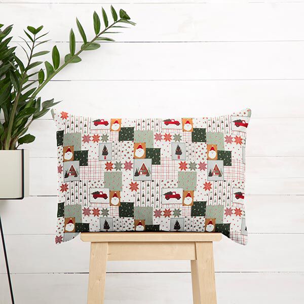 tessuto in cotone cretonne collage festoso – bianco lana/verde, image number 7