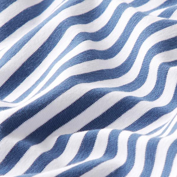 jersey di cotone righe sottili – colore blu jeans/bianco,  image number 2