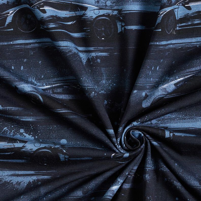 jersey di cotone Auto da corsa stampa digitale – nero-azzurro,  image number 3