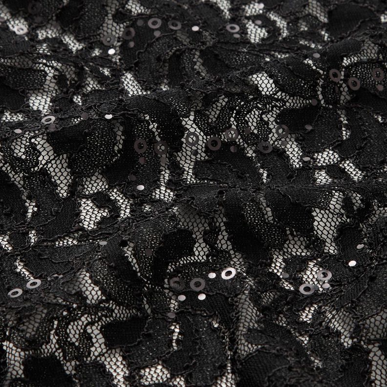 Fiori di paillettes di pizzo – nero,  image number 2