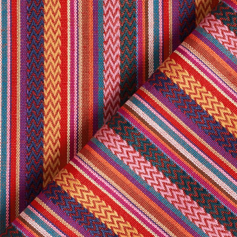 tessuto arredo Jacquard Strisce a zig-zag – rosso carminio/verde, image number 4