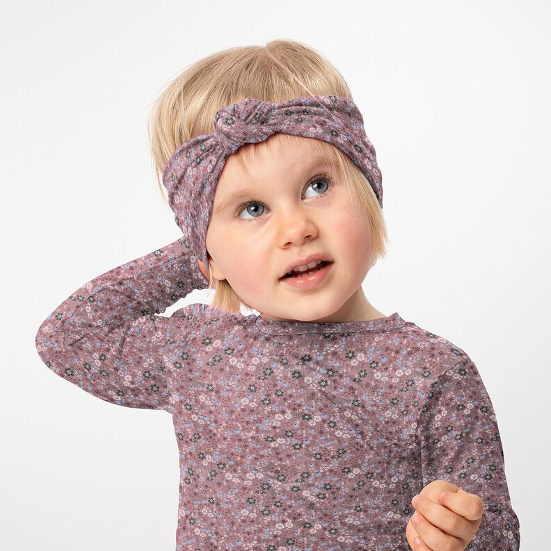 jersey di cotone Prato di fiori di bosco stampa digitale – rosa antico scuro,  image number 5