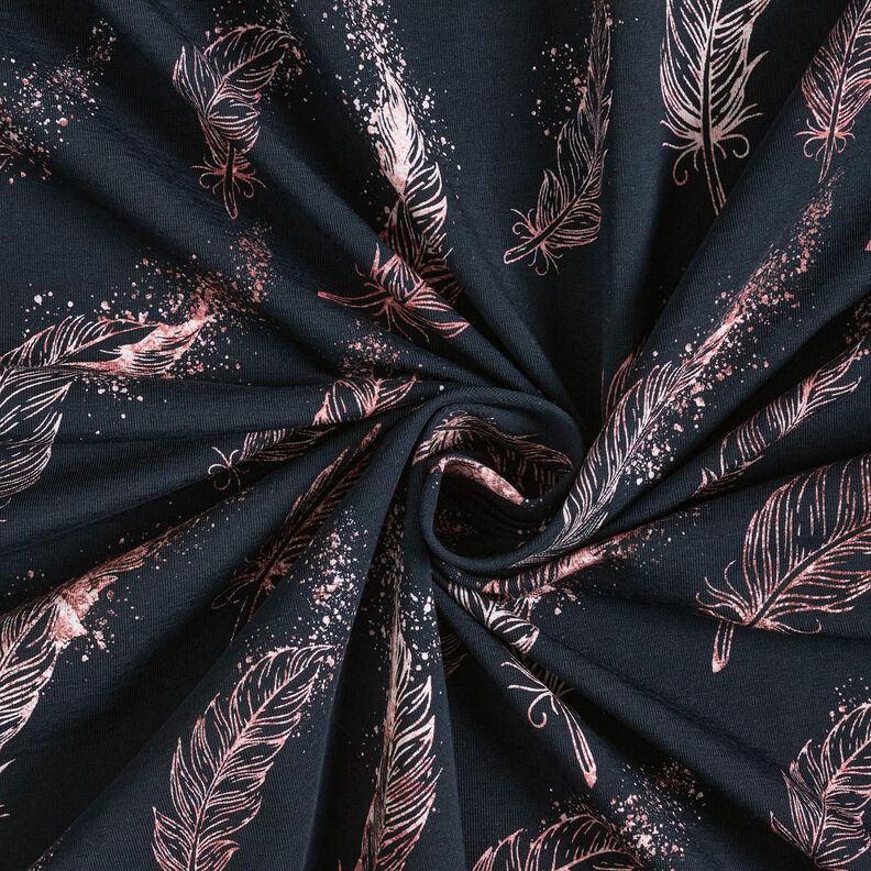 jersey di cotone Piume d'oro | Glitzerpüppi – nero-azzurro/rosa antico scuro,  image number 3