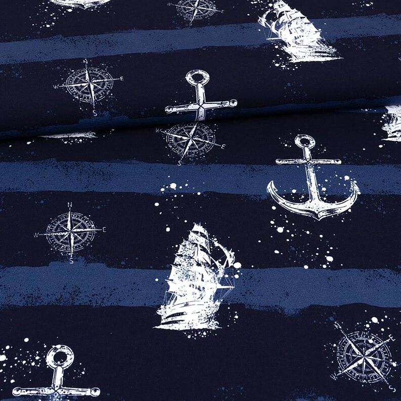 jersey di cotone Ancore e navi | Glitzerpüppi – blu marino,  image number 2