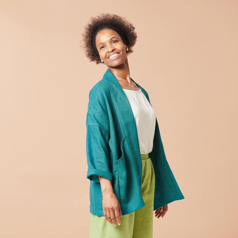 Tessuto di lino misto Ramie medio – talpa,  image number 4