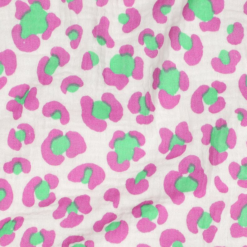 mussolina / tessuto doppio increspato Stampa leopardata colorata | Poppy Fabrics – avorio/verde, image number 2